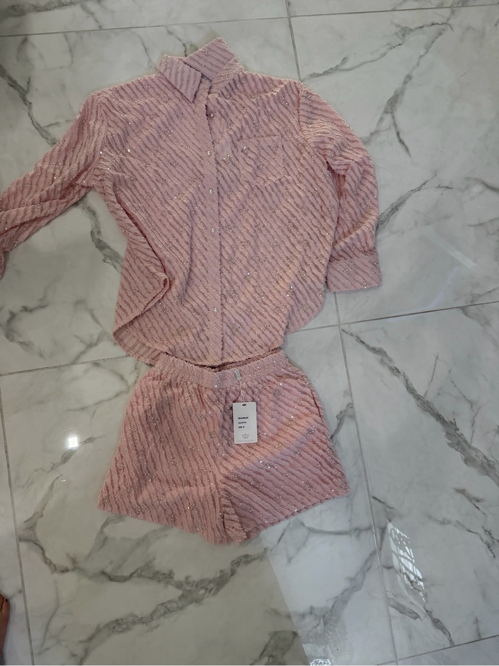 SORELLA VITA Blush Pink Sequin Two-Piece Set